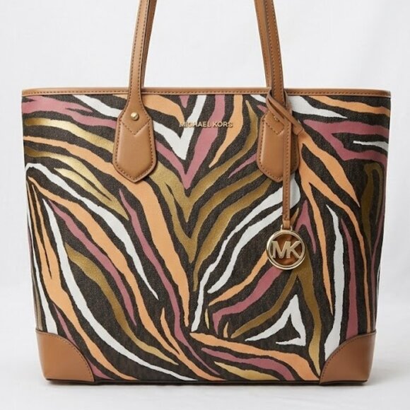 NWT Limited Edition Michael Kors Eva Large Zebra Tote Wallet Set